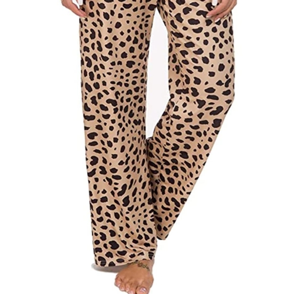 New Comfy Soft Stretchy Cheetah Print Palazzo Yoga Lounge Pants - Picture 4 of 9